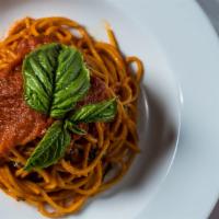Spaghetti Al Pomodoro Individual · Spaghetti with fresh plum tomato sauce.