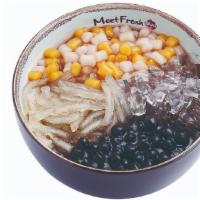Grass Jelly Soup Number C · Includes mini taro balls, rice ball, melon jelly, boba, and grass jelly soup.