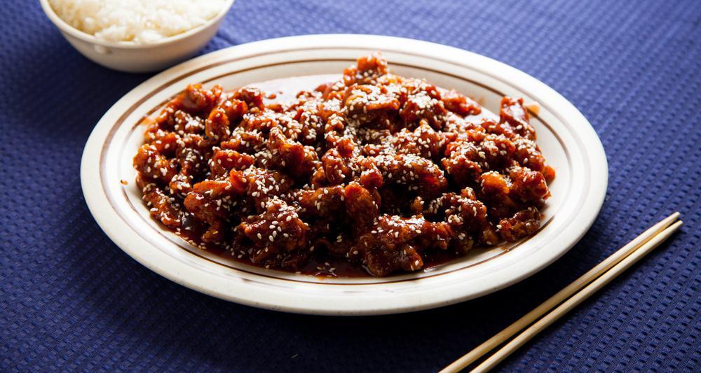 Sp15. Sesame Beef · Quart of batter fried strips of beef in a sesame sauce.