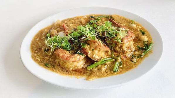 Prawn Karee To Go · Stir fried with curry powder, soft scrambled egg, scallion, onion, micro celery, roasted chili jam