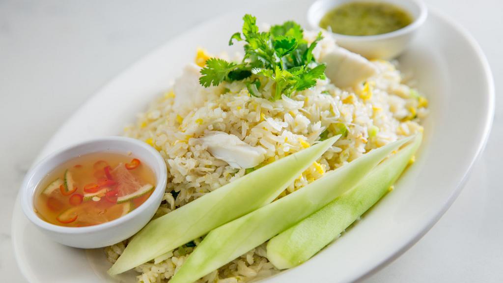 Gf Crab Fried Rice To Go · Crab, rice, egg, scallion, cilantro, cucumber served with nam jim seafood and prik nam pla.