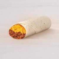 Chili Cheese Burrito · Chili and shredded cheddar cheese wrapped inside a warm flour tortilla.