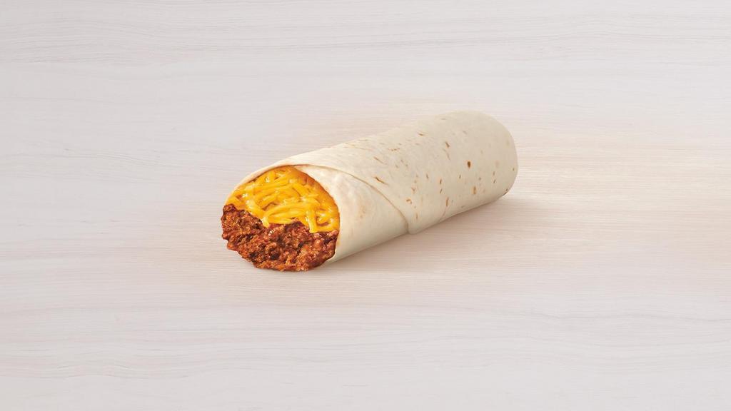Chili Cheese Burrito · Chili and shredded cheddar cheese wrapped inside a warm flour tortilla.