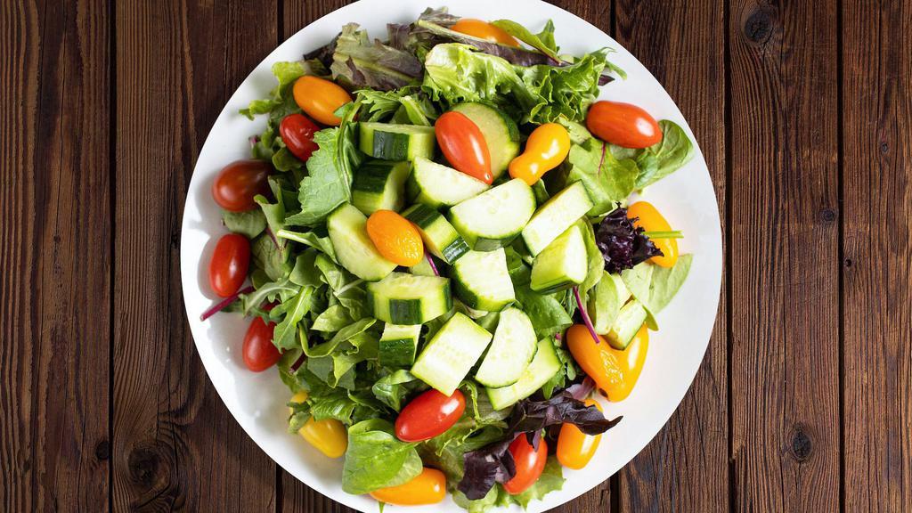 Lucky House Salad · Lettuce, cherry tomatoes, carrots, onions dressed with lemon juice & olive oil