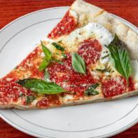 Margherita Slice · Our signature slice from our old family recipe. Thin
crust with fresh mozzarella, homemade m...
