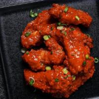 Korean Buffalo Wings · Traditional bone-in wings, Breded With Flour & hand-tossed in your choice of sauce or rub. C...