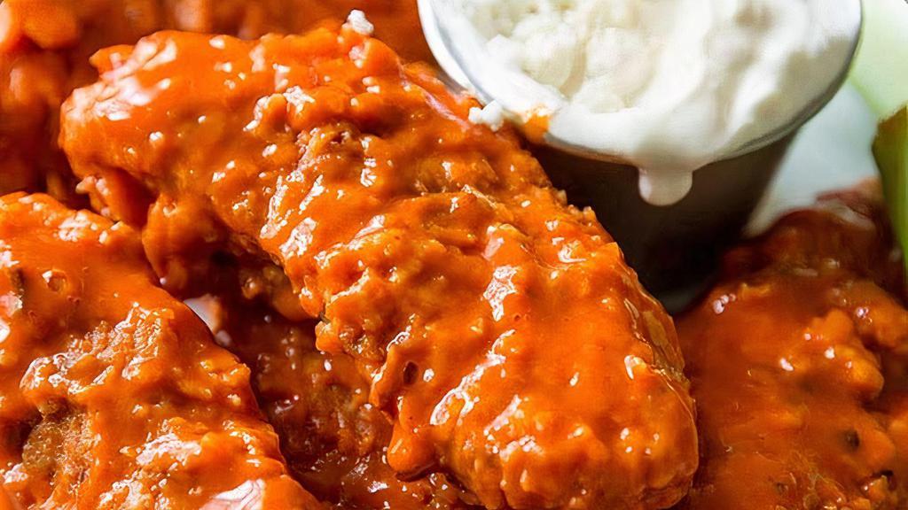 Buffalo Chicken Tenders · Traditional bone-less chicken,Breaded or battered crispy chicken.  brined & hand-tossed in your choice of sauce or rub. Choose your flavors!