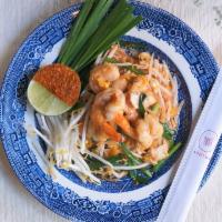 Shrimp Pad Thai · (only shrimp, no other proteins substitution)
The famed pan-fried rice noodles with egg,  ch...