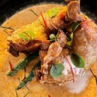 Panang Gai · Chicken confits, flash fried string beans in spicy and sweet creamy Panang curry sauce, kaff...