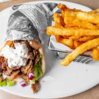 Chicken Gyro · pita, tzatziki, lettuce, tomato, onion, cucumber