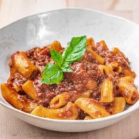 Bolognese · Ground Beef, Onions, Basil, Red Wine, Tomato Sauce (does not contain pork)