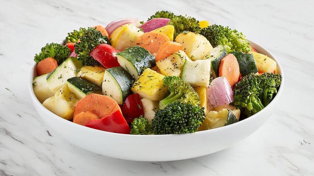 Family Side: Fresh Vegetables · Zucchini, squash, red pepper, red onion, carrots and broccoli sautéed in butter with light seasoning (Serves 4-6)
