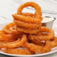 Ranch Rings · Hand-breaded , panko-battered onions, housemade roasted garlic ranch dressing