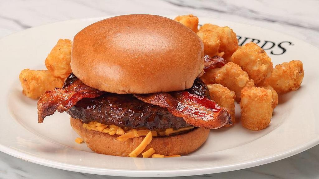 Smokehouse Burger* · Java BBQ sauce, applewood-smoked bacon, smoked cheddar, red onion, brioche bun