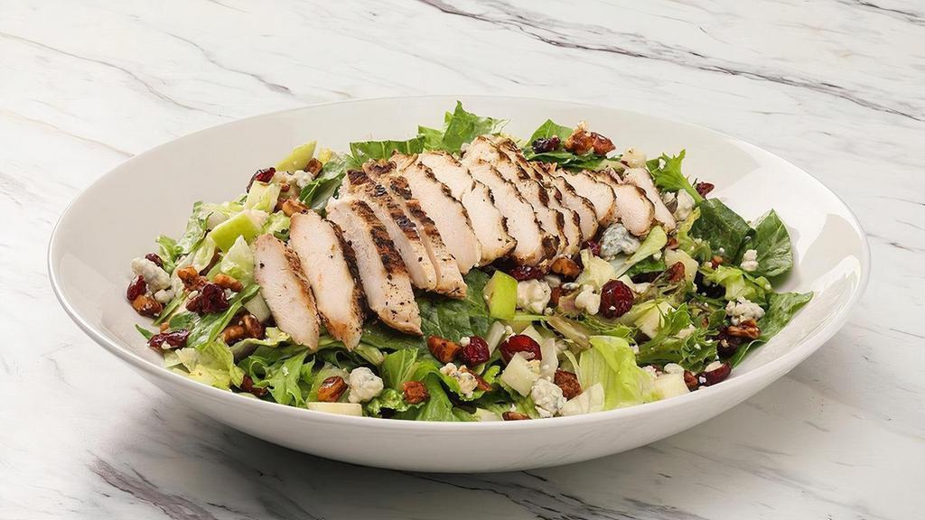 Colorado Chicken Salad · Wood grilled chicken, mixed greens, bleu cheese, San Saba Farms spiced pecans, dried cranberries, Granny Smith apples; Chef recommends raspberry chipotle vinaigrette