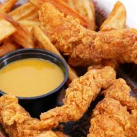 6 Tender Basket · Includes Wedge Fries or Kettle Chips or Carrots/Celery