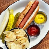 Kids Hot Dog · Natural beef hot dog (antibiotic and nitrate free) served on a New England style bun with a ...