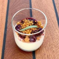 Mousse · Key lime mousse with blueberry and tarragon compote and a graham cracker crumble
