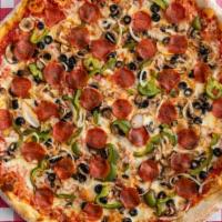 Jalapeno Popper Pizza · Ranch dressing, jalapenos, cheddar and mozzarella cheese, hams and pepperoni.