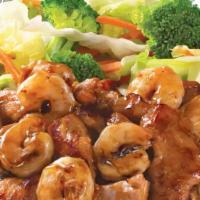 Chicken & Shrimp Teriyaki · Served Chicken & Shrimp with Steamed Rice and Mix Vegetable
