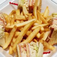 Club Sandwich · White chicken, lettuce, tomatoes, ham, cheese and mayonnaise.