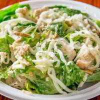 Hearty Caesar Salad · Lemon chicken breast with parmesan cheese, fat-free Caesar dressing and fresh Romaine lettuc...