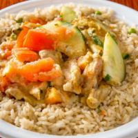 Chicken Coop · Lemon chicken breast with tomatoes, cucumbers, onions, baked with tahini and soy sauce, serv...