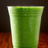 Green Blast Shake · Kale, banana, pineapple and mango with apple juice.