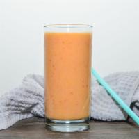 Tropical Shake · Made with fresh strawberry, banana, mango and apple juice, almond milk or skim milk.