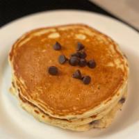 Chocolate Chip Pancakes · Buttermilk pancakes filled with semi-sweet chocolate morsels.