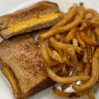 Kids Grilled Cheese · american cheese on multigrain, whole wheat or rye, choice of fries or apple slices