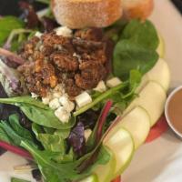 California Spring Mix · Granny smith apples, tomato, caramelized walnuts, and crumbled gorgonzola with balsamic vina...