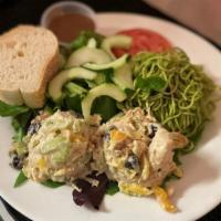 Apricot Chicken Salad · 2 scoops of apricot chicken salad served with house salad & pasta salad