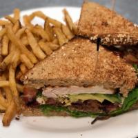 Chicken, Bacon & Avocado · Grilled chicken, applewood smoked bacon, avocado, lettuce, tomato and mayo on toasted multi-...