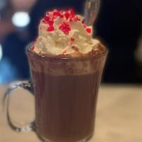 Peppermint Hot Chocolate · mint flavored hot chocolate with whipped cream & peppermint sprinkles
