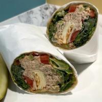 Southwest Tuna Wrap · Romaine, tuna, tomatoes, and Cheddar cheese with chipotle mayo.