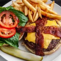 Bacon Cheese Burger · Make it deluxe with French fries for an additional charge.