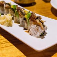 Dragon Roll · Crab meat, cucumber avocado wrapped with eel.
