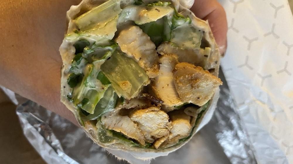 Fuel Chicken Caesar Wrap · Grilled chicken, romaine lettuce, Parmesan cheese, and caesar dressing. Served in a whole wheat wrap.