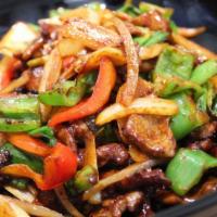 Stir Fried Lamb With Special Flavor/ 香辣羊肉 · Spicy.
