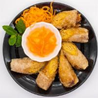 A-14 Vietnamese Spring Roll · Crispy rolls with pork filling served with pickle carrot in homemade sauce.