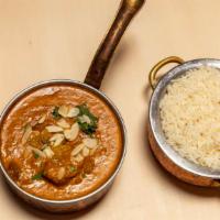 Lamb Korma · Boneless lamb in our own rich sauce, with almonds, cashews, and a touch of cream.