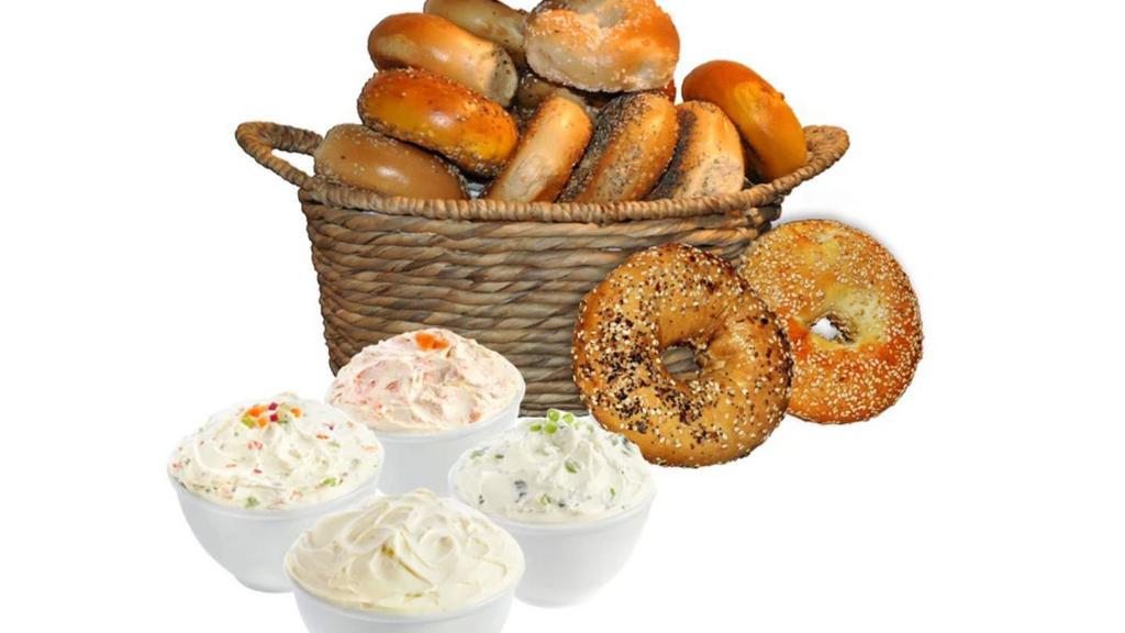 Bagels & Cream Cheese · Our New York bagel bundle is a classic in every sense of the word. You get 12 of our fresh bagels and 1 lb of our incredible homemade cream cheese in the flavors of your choice delivered right to you or your recipient’s door. 

PACKAGE DETAILS
- 12 Bagels & your choice of cream cheese (plain, veggie, scallion or lox cream cheese)

HOW IT SHIPS
- FEDEX Overnight with Freezer Packs

TO SERVE
- Enjoy your FRESH AUTHENTIC NEW YORK BAGELS upon receipt (maybe toast them if you like)

STORAGE INSTRUCTIONS
- Please feel free to enjoy upon receipt, but by tonight PLEASE slice us in half and place us in freezer bags within your freezer where we'll last up to 6 months! Store cream cheese in refrigerator and use within 7-10 days