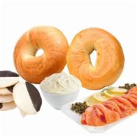 Party For Two · PACKAGE DETAILS
- 2 Fresh NY Plain Bagels
- 1/4 lb Homemade Plain Cream Cheese
- 1/4 lb Fres...