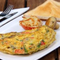 Green Omelet · Delicious Omelet made with a blend of 2 types of cheese, onions, and peppers. Served with a ...