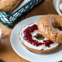 Fresh Bagel With Cream Cheese & Jelly · Customer's choice of fresh bagel. Served toasted, with Cream cheese and jelly.