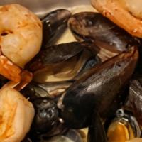Shrimp & Mussels · Jumbo Shrimp  and Delicious Mussels  in a Creamy Butter Garlic Sauce