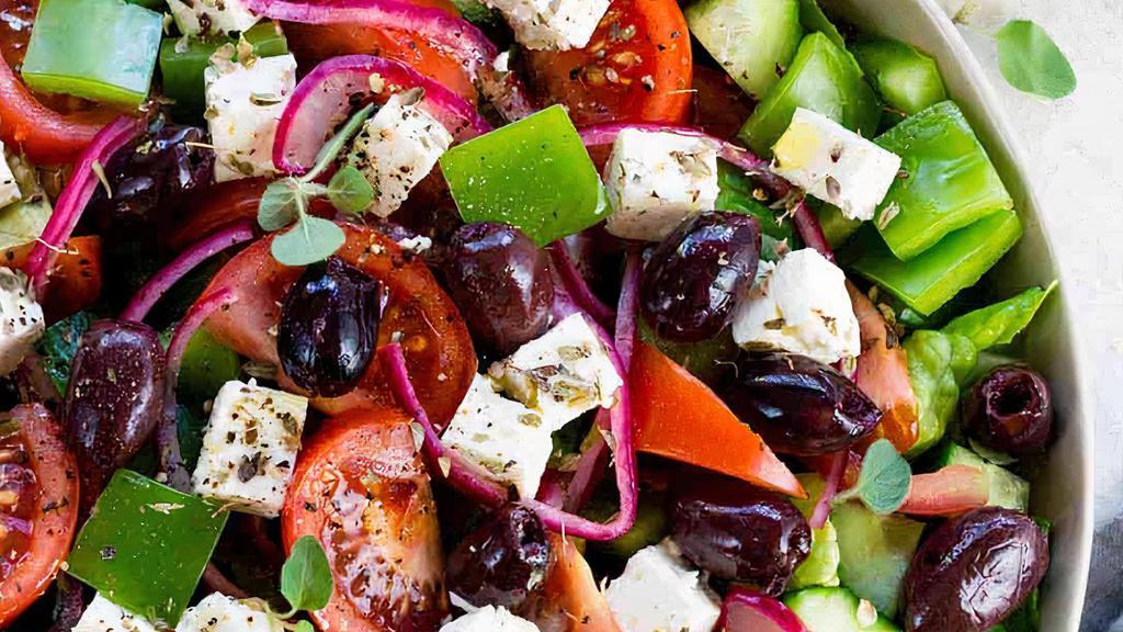 Greek Salad · Feta cheese red onion over our tossedsalad. Made from the freshest and finest ingredients chopped daily.