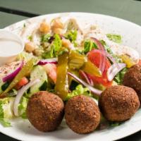 Falafel Platter · Croquettes of finely ground chickpeas, minced garlic, chopped onion, parsley, cilantro and s...
