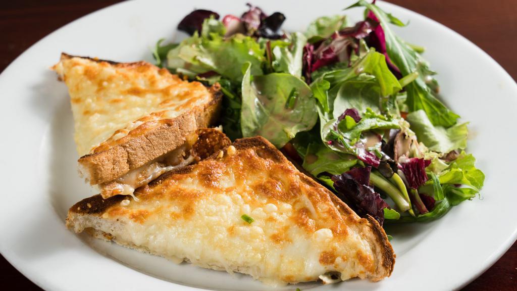 Croque Monsieur With Salad · Add an egg for additional charge.